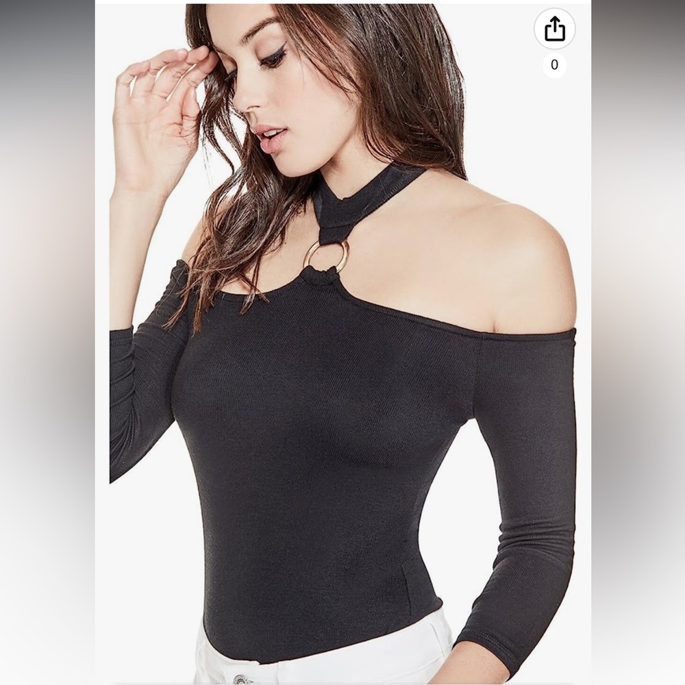 GUESS Women's Off Shoulder Ari Ring Bodysuit Size Small- NEW WITH TAGS